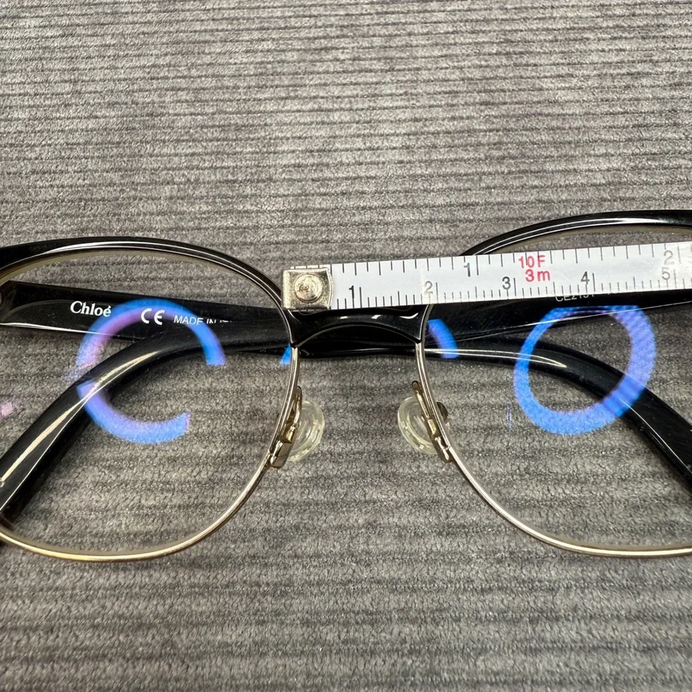 Chloe‎ CE2131 752 Cat Eye Y2K Eyeglasses Black Gold Metal Frame Italy 53-17-140